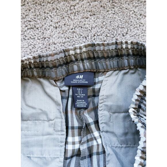 H&M Men’s Plaid Drawstring Trousers Regular Fit Standard Coupe Small Academia - Picture 5 of 6